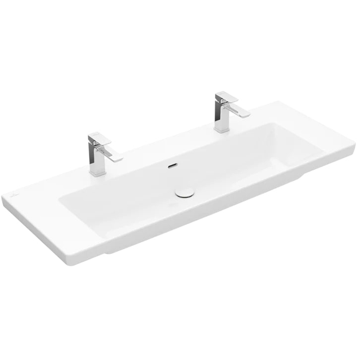 Villeroy&Boch Subway 3.0 Раковина 130х47х17см., 2 отв., подвесная, с переливом, цвет: альпийский белый