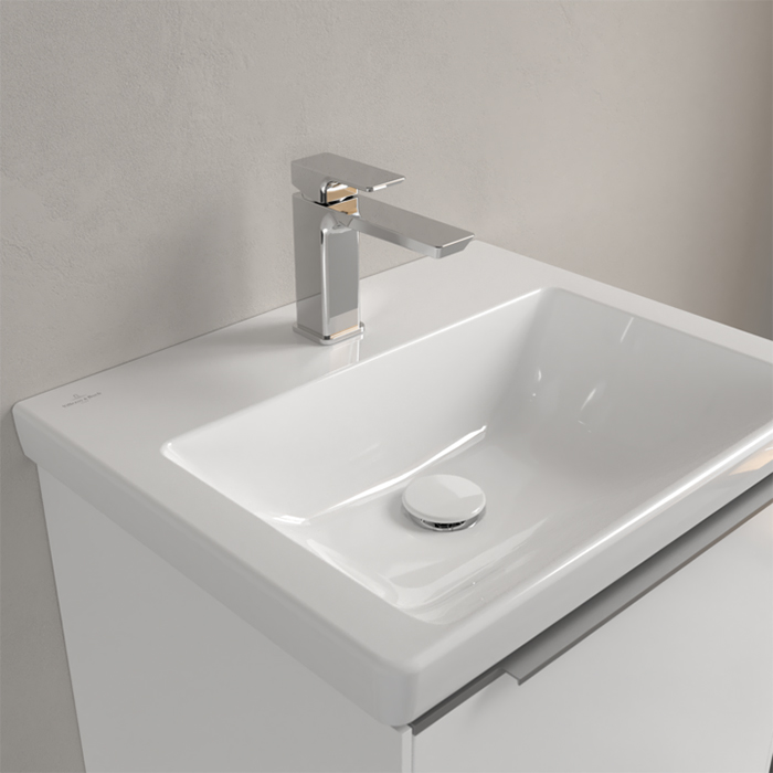 Villeroy&Boch Subway 3.0 Раковина 55х44х16.5см., 1 отв., подвесная, с антигрязевым покрытием CeramicPlus, без перелива, цвет: альпийский белый