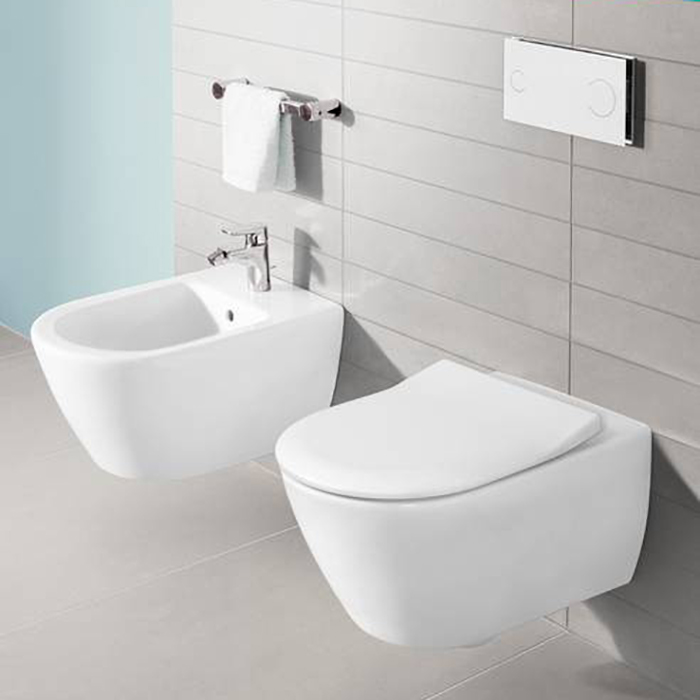 Villeroy&Boch Subway 2.0, Унитаз подвесной, с открытым смывным краем Compact, DirectFlush, горизонтальный выпуск, не подходит для установки со смывными кранами, 37x56см, цвет: белый