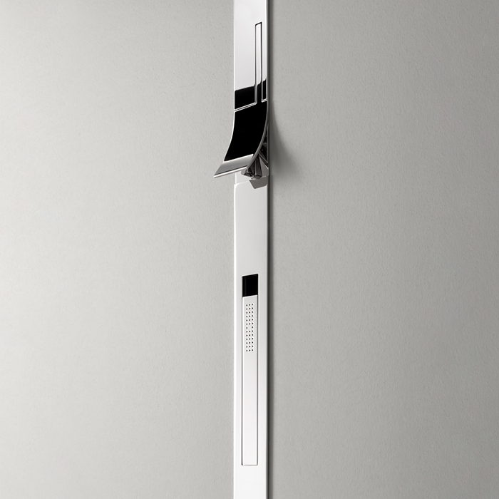 CEA Design CUT PLUS Душевая стойка, настенная, Conical rain jet, цвет: полированная сталь