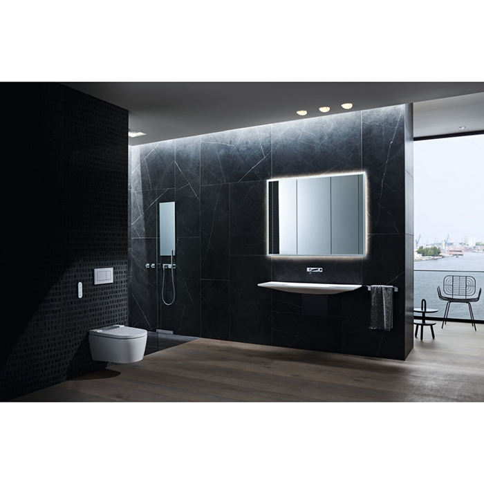 Geberit AquaClean Унитаз-биде 37.5х56.5см., подвесной, с крышкой-сиденьем микролифт, панель хром, цвет: белый