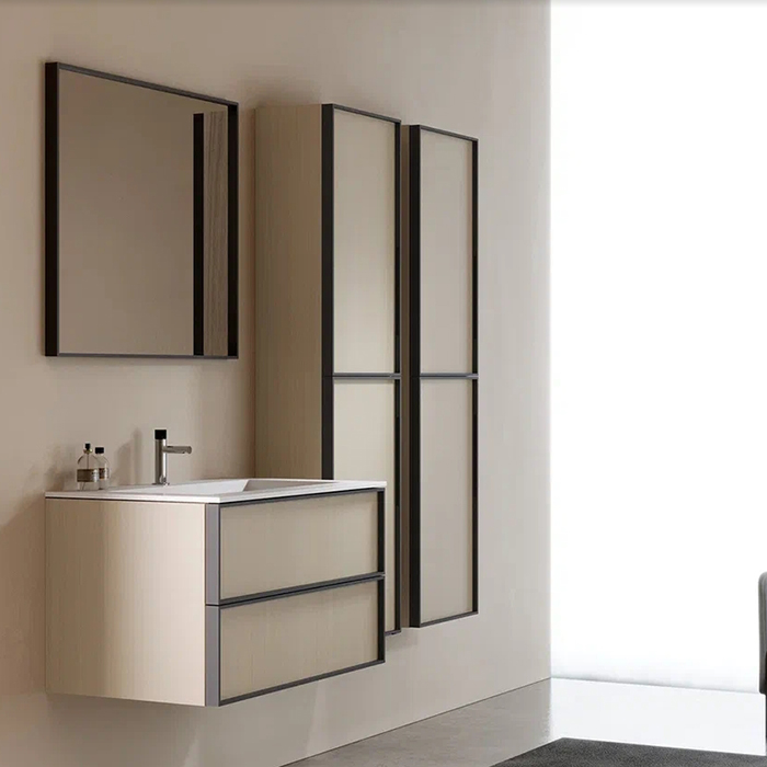 Verona Style Quadro Тумба подвесная с раковиной 100х50см, 2 выдв. ящика, цвет: W20 Nordic oak (Дуб северный)