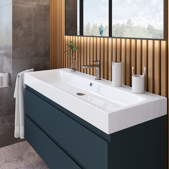 Dushlux Quadro Тумба подвесная 120x45см, с раковиной, 2 ящика, цвет: антрацит матовый