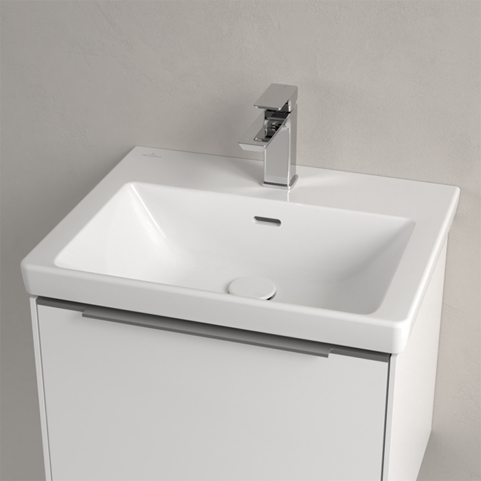 Villeroy&Boch Subway 3.0 Раковина 55х44х16.5см., 1 отв., подвесная, с антигрязевым покрытием CeramicPlus, с переливом, цвет: альпийский белый