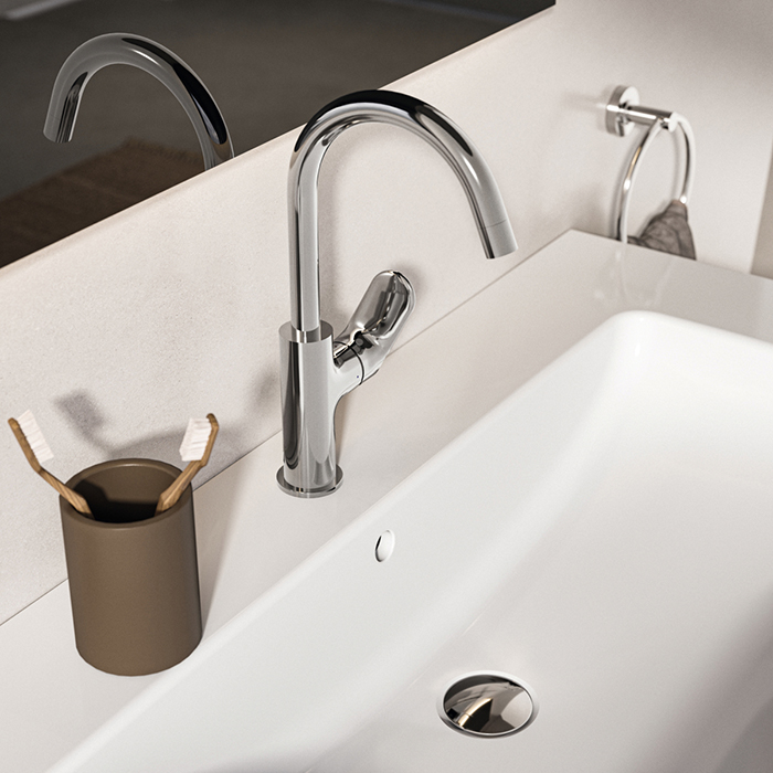 Ideal Standard Ceralife O Смеситель для раковины H21.5см., на 1 отв., с поворотным изливом, цвет: хром