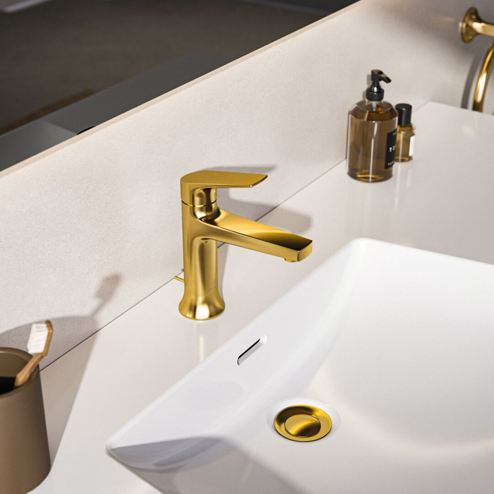 Ideal Standard La Dolce Vita Смеситель для раковины, на 1 отв., с донным клапаном, цвет: PVD Brushed Gold (Шлифованное Золото)