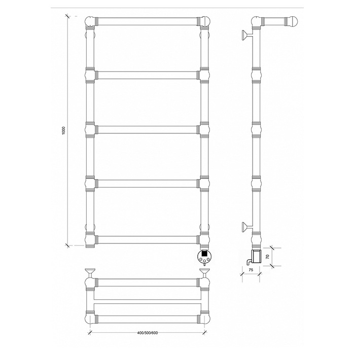 Secado Фалерони 2 Полотенцесушитель 60x100 см, электрический, цвет: бронза