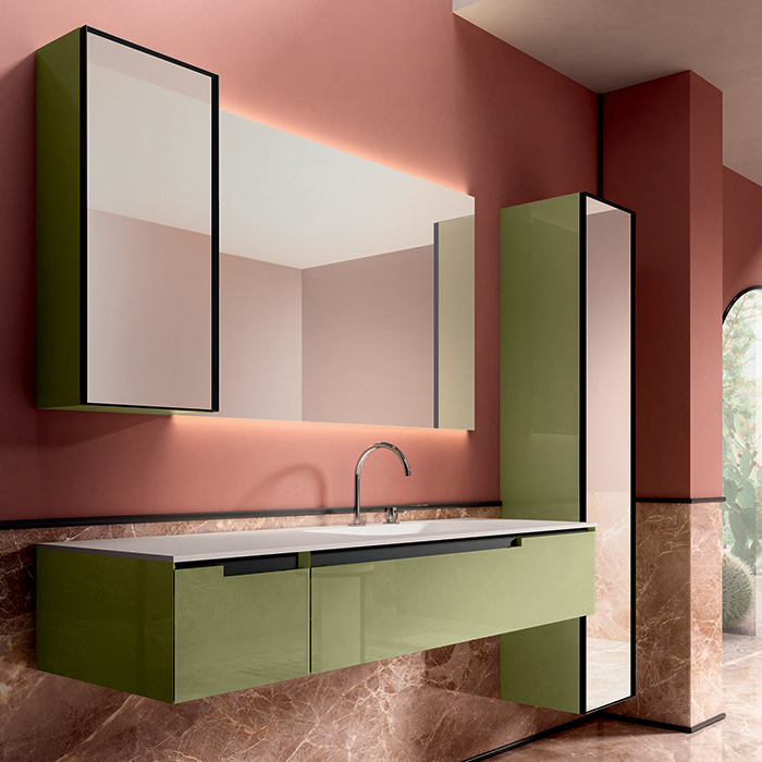 Oasis Profilo Композиция №06 Комплект мебели 155x51.5х h200см., подвесной, цвет: Mint/белый/хром