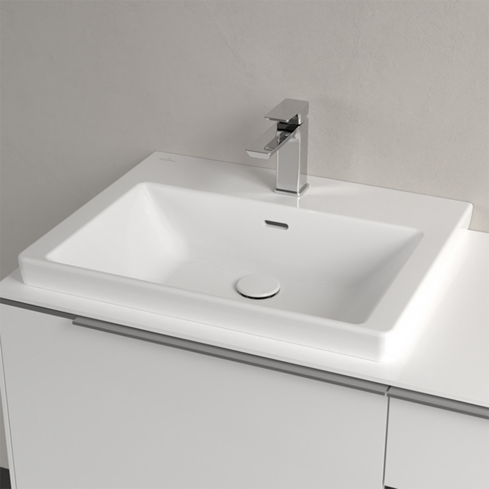 Villeroy&Boch Subway 3.0 Раковина 60х47х16.5см., 1 отв., подвесная, с антигрязевым покрытием CeramicPlus, с переливом, цвет: альпийский белый