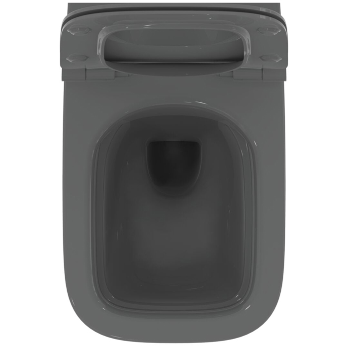 Ideal Standard Ideal Standard i.life B Унитаз подвесной, 54.5х36см., безободковый, с технологией RimLS+, с сиденьем, цвет: Серый глянцевый