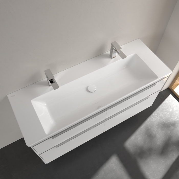Villeroy&Boch Subway 3.0 Раковина 130х47х17см., 2 отв., подвесная, с антигрязевым покрытием CeramicPlus, без перелива, цвет: альпийский белый