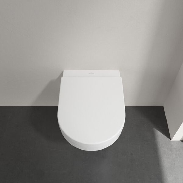 Villeroy&Boch Architectura Унитаз подвесной 370*530*330, безободковый, в комплекте сиденье c микролифтом, CeramicPlus, цвет альпийский белый