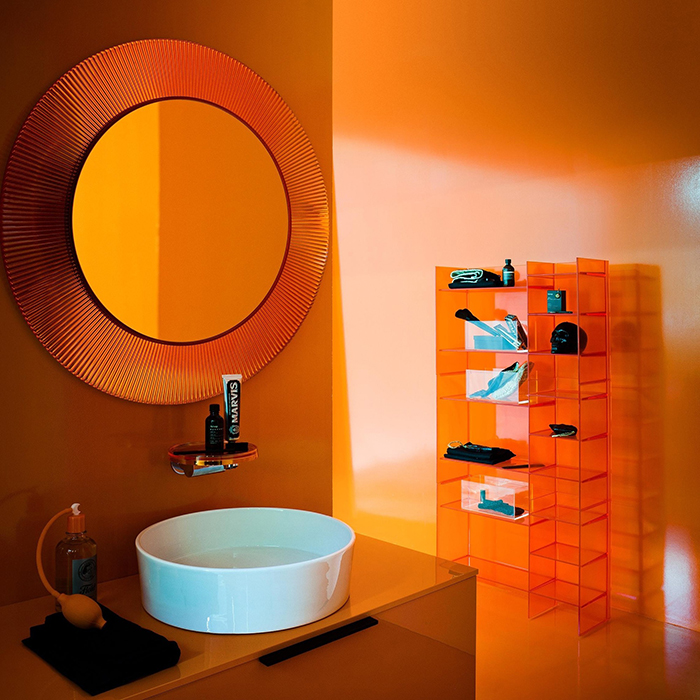 Laufen Kartell Зеркало круглое d=78см, настенное, без подсветки, цвет: оранжевый