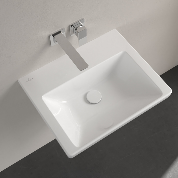 Villeroy&Boch Subway 3.0 Раковина 55х44х16.5см., без отв., подвесная, с антигрязевым покрытием CeramicPlus, без перелива, цвет: альпийский белый