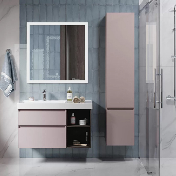 Kerama Marazzi Cubo Пенал 165см., подвесной, правый, цвет: мальва матовый
