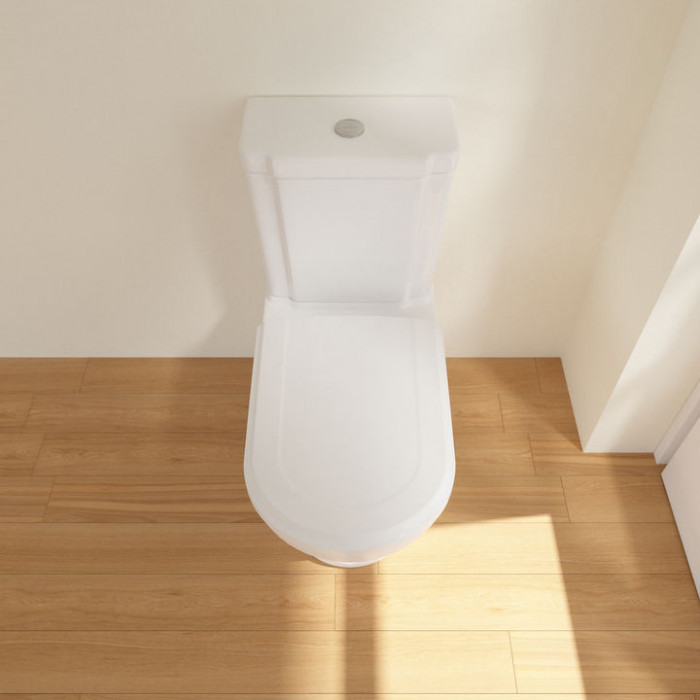 Villeroy Boch Hommage Унитаз моноблок, горизонтальный выпуск, 37x72.5см, с антигрязевым покрытием CeramicPlus, цвет: белый