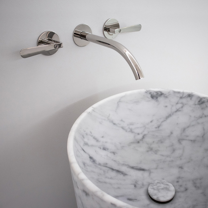 CEA Design Раковина 42.5х90см, напольная, без отверстий, мрамор, слив в стену, цвет: Carrara