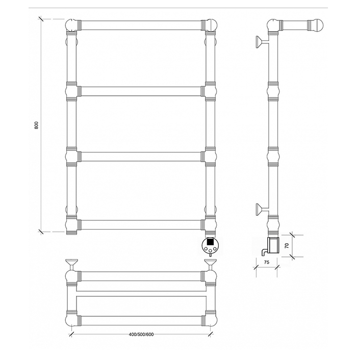 Secado Фалерони 2 Полотенцесушитель 60x80 см, электрический, цвет: бронза