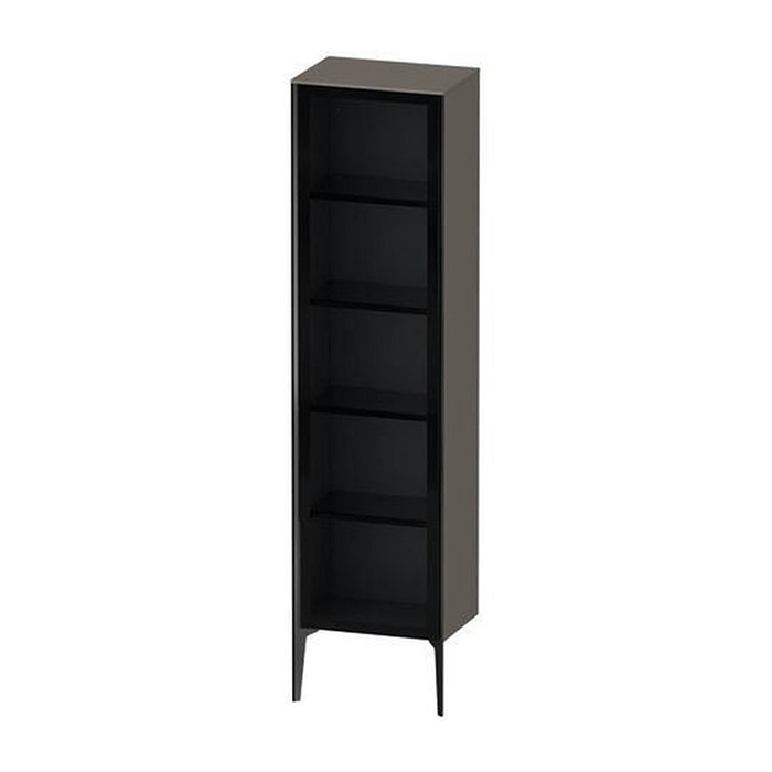 Duravit XViu Шкаф подвесной 50x36xh177cм, стеклянная дверь, 4 полки, цвет: Flannel Grey High Gloss/черный матовый