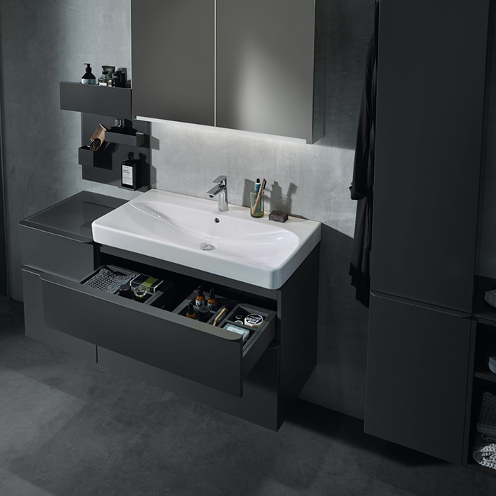 Geberit Smyle Square Тумба под раковину 90х61.7см., подвесная, цвет: лавовый матовый