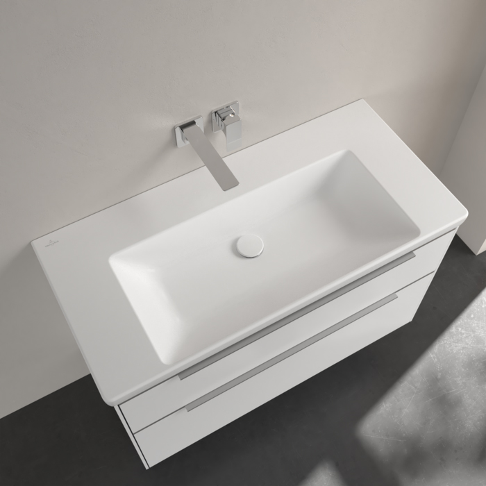 Villeroy&Boch Subway 3.0 Раковина 100х47х16.5см., без отв., подвесная, CeramicPlus, без перелива, цвет: белый камень