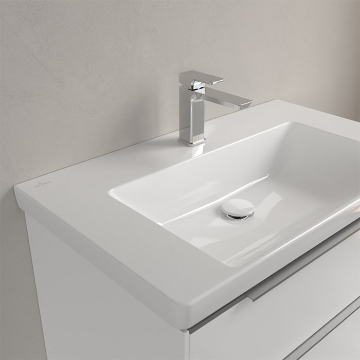 Villeroy&Boch Subway 3.0 Раковина 80х47х16.5см., 1 отв., подвесная, с антигрязевым покрытием CeramicPlus, без перелива, цвет: альпийский белый