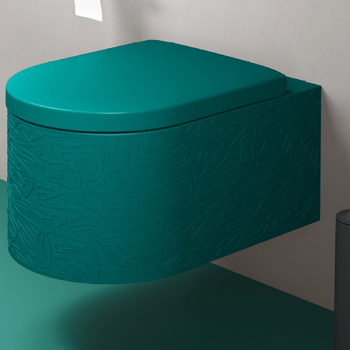 Duravit Millio Унитаз 37x57 см, подвесной, декор "Pattern", крепление в компл., цвет: аквамарин матовый