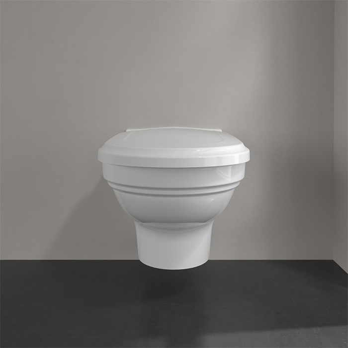 Villeroy Boch Hommage, Унитаз навесной, горизонтальный выпуск, размер 37x60см, с антигрязевым покрытием CeramicPlus, цвет: белый