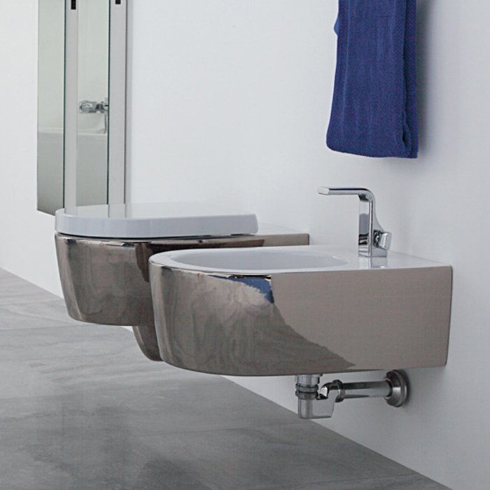 Flaminia Link Унитаз подвесной 56x36xh20см, с системой goclean®, цвет: белый / платина