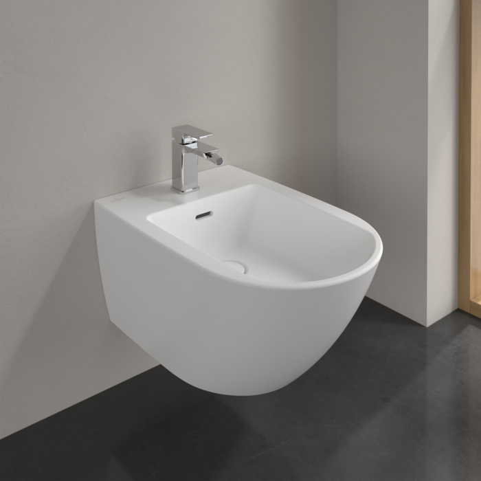 Villeroy&Boch Subway 3.0 Биде 37.5х56х27см., 1 отв., подвесное, CeramicPlus, цвет: белый камень
