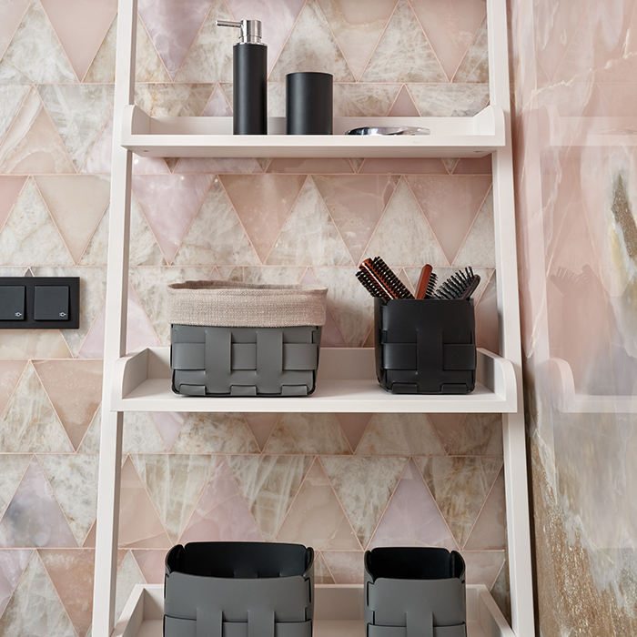 ADJ Корзинка Mini Bottega, 12x19xH13 см., цвет: серый/черный