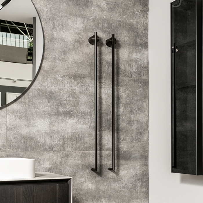 CEA Design EQUILIBRIO Полотенцесушитель 106см, электрический, 2 трубки, цвет: PVD черный сатинированный