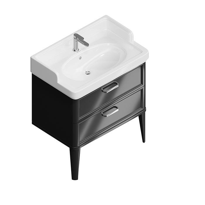 Kerama Marazzi Pompei Тумба 80см., подвесная, 2 ящика, цвет: черный глянцевый
