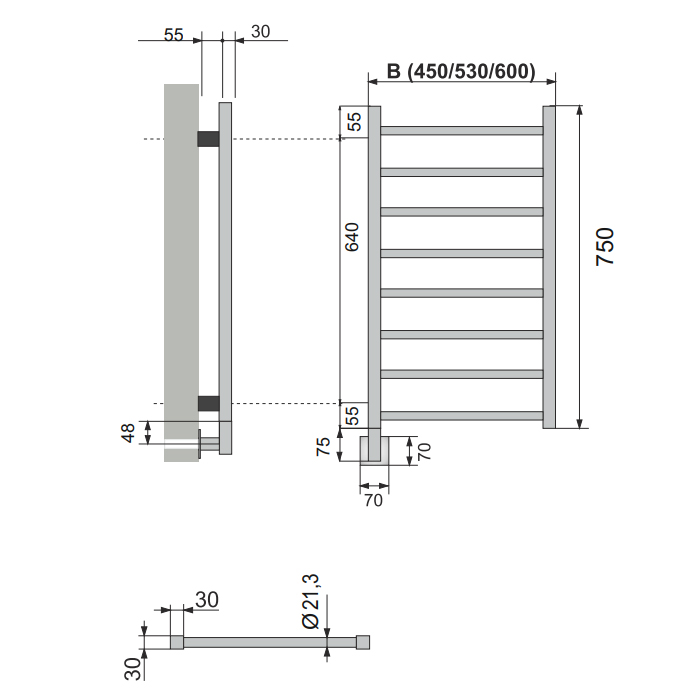 Neoinox Eco Полотенцесушитель 75x53см, электрический, box, цвет: белый матовый