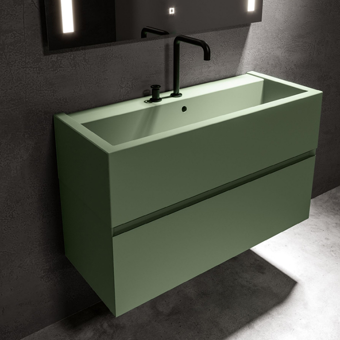 Kerasan Kanaal Раковина 100x40x25см., подвесная, 2 отв., цвет: Matt green