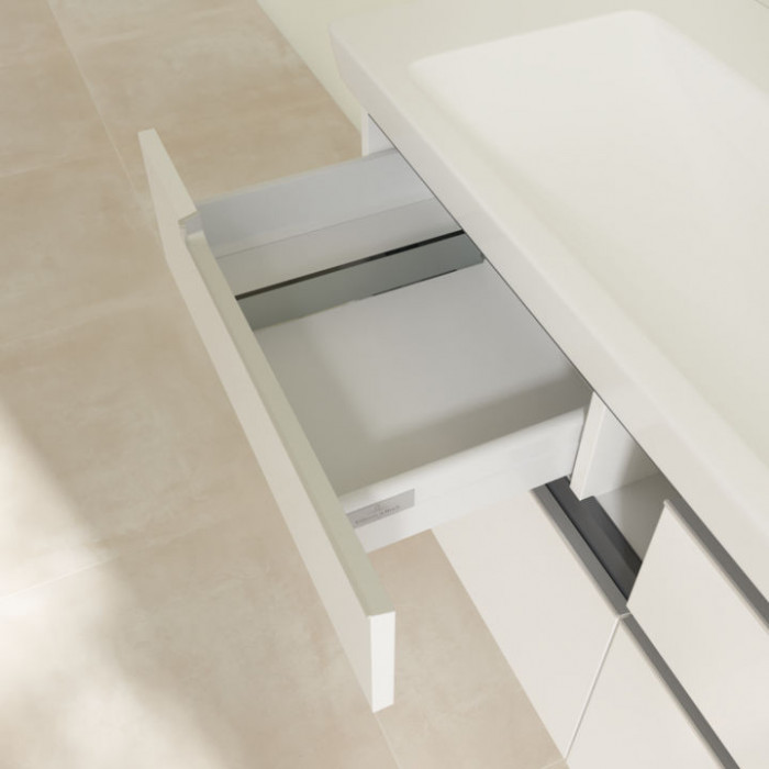 Villeroy&Boch Subway 2.0, Тумба подвесная под раковину, 1 контейнер для аксессуаров L,  выдвижных отделения, 128.7x42x44.9см., цвет: белый