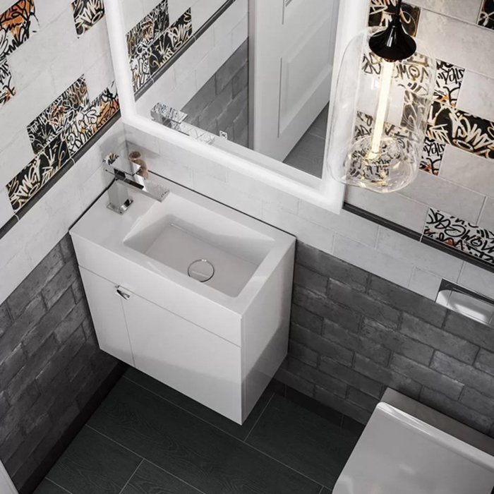 Kerama Marazzi Lato Тумба 49.5х27х55см., подвесная, с дверцей, цвет: белый глянцевый