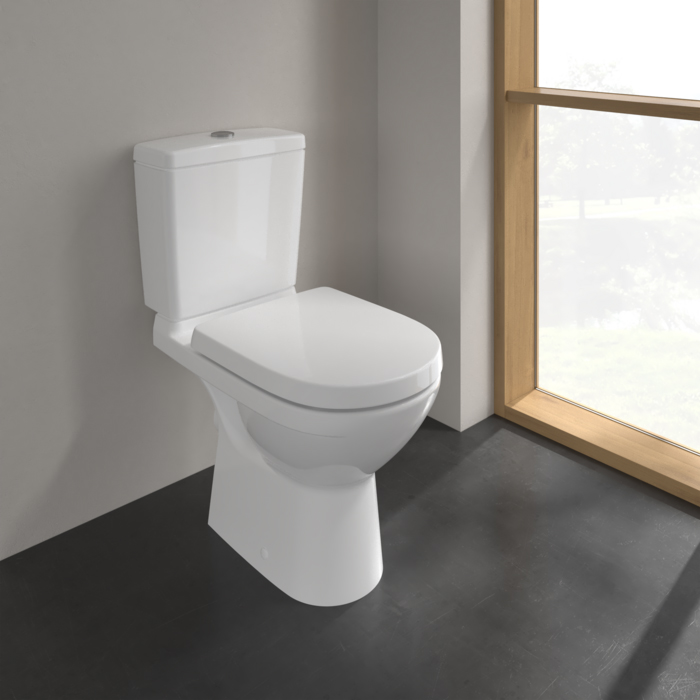 Villeroy&Boch O.novo Унитаз-компакт 36х64.6х43см., напольный, с открытым смывным краем, с сиденьем, цвет: альпийский белый