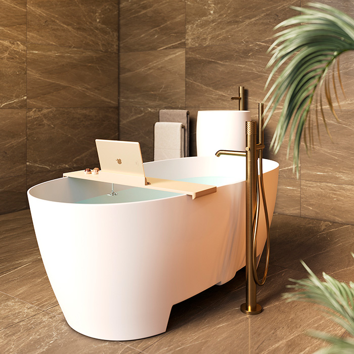 Dushlux Lofo Ванна отдельностоящая 170x80см, искусственный камень Gelcoat, цвет: белый глянцевый