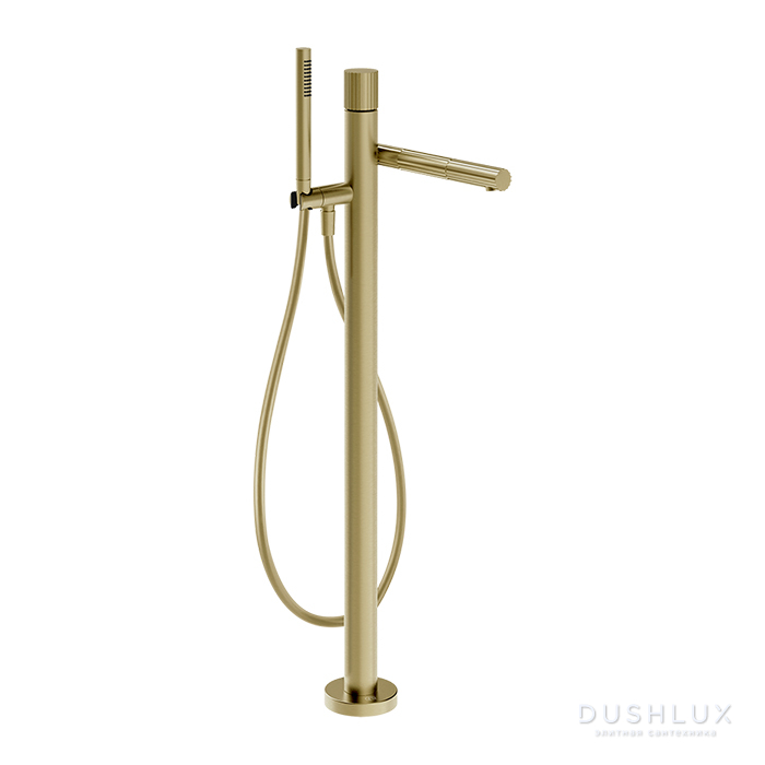 Фото Gessi Incastri Смеситель для ванны, напольный, с ручным душем, цвет: Brass Brushed PVD