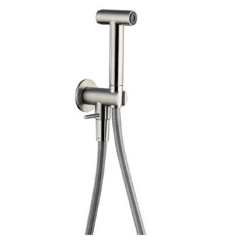 Fima Carlo Frattini Spillo Steel Гигиенический душ, с запорным вентилем, ручным душем, держателем для душа и шлангом 120см., цвет: INOX