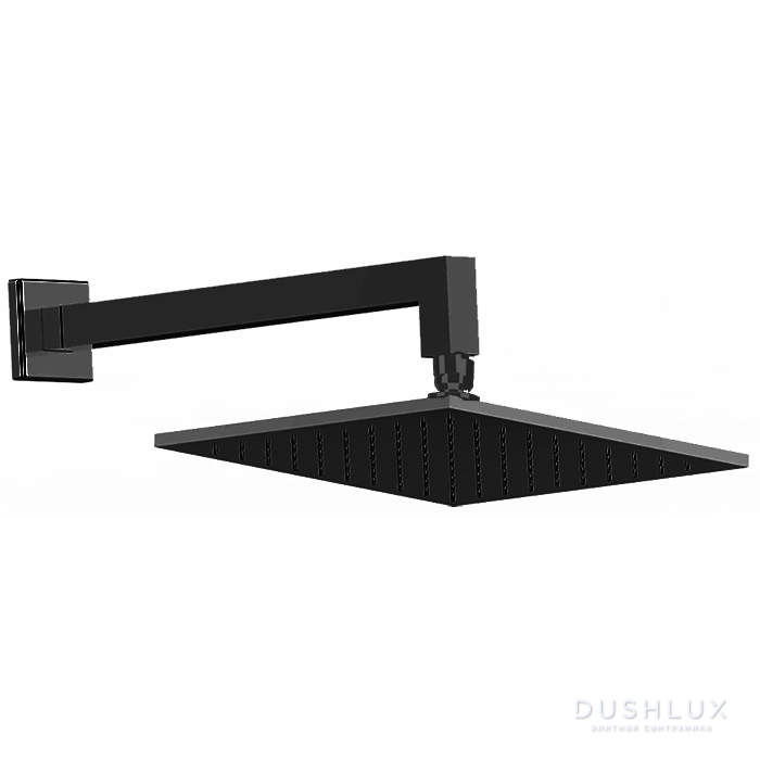 Фото CISAL Shower Верхний душ 250x250 мм с настенным держателем L340 мм, цвет: черный матовый