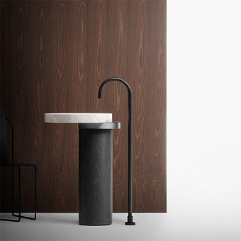 Falper Eccentrico trico Раковина 63x56x90 см, без отв., напольная, мраморная Carrara, полотенцедержатель титан, цвет: серый дуб