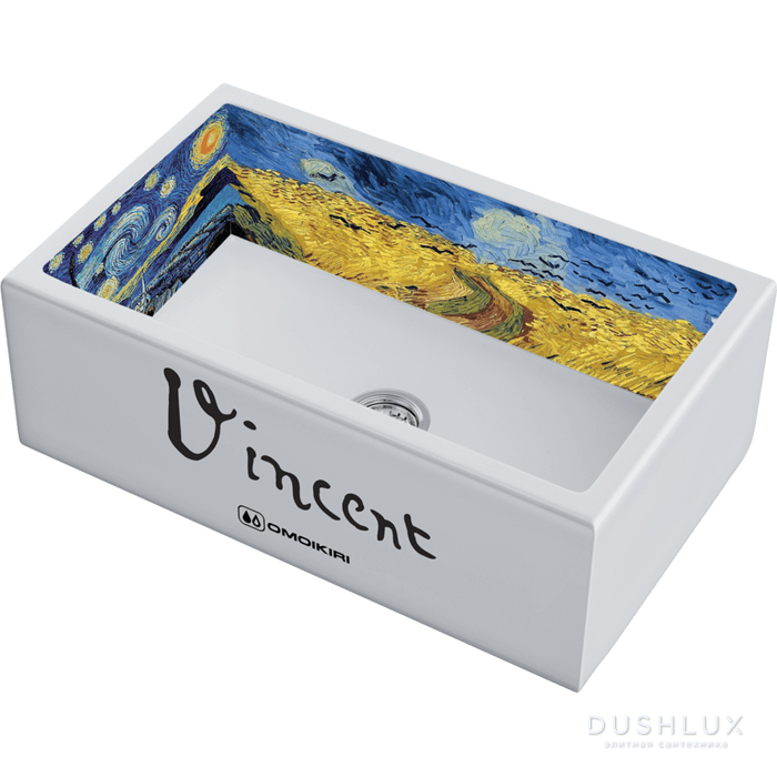 Фото Omoikiri Mikura 76-Vangogh Кухонная мойка 76x25,4x46см.,встраиваемая, цвет: белый