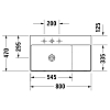 Duravit DuraSquare Раковина подвесная 80х47см, Sx, с отметками на 2 отв., без перелива, цвет: белый