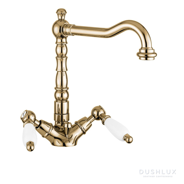 Фото Emmevi Deco Ceramic Смеситель для раковины (излив 19 см), с донным клапаном, цвет: бронза