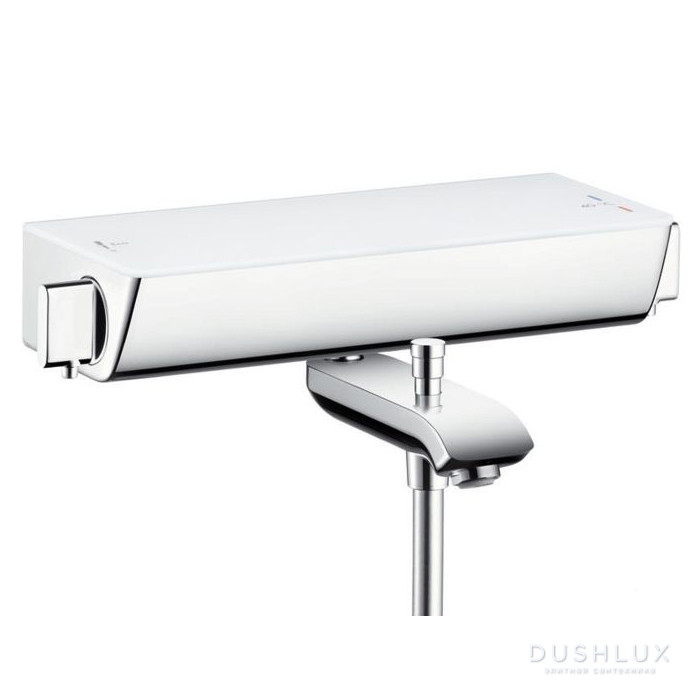 Фото Hansgrohe Ecostat Select Термостат настенный для ванны на 2 источника, с изливом 216мм, с полочкой из безопасного стекла, цвет: белый/хром