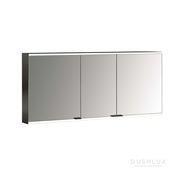 Фото Emco Prime Зеркальный шкаф 140см., с подсветкой LED 2 Facelift , цвет черный навесная модель, 3-дверки, IP 20 зеркальная задняя стенка