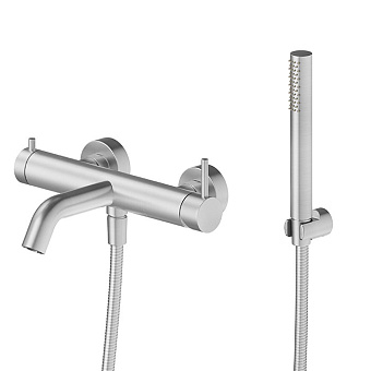 Newform X-Steel 316 Смеситель для ванны, настенный, с ручным душем, цвет: нержавеющая сталь
