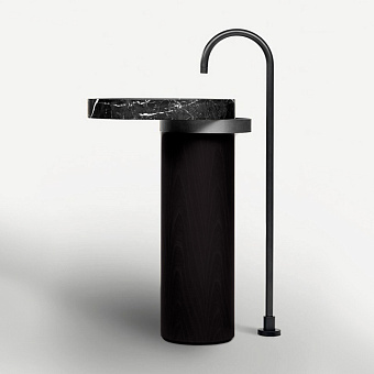 Falper Eccentrico Раковина 63x56x90 см, напольная, мраморная Nero Marquinia, полотенцедержатель титан, цвет: венге